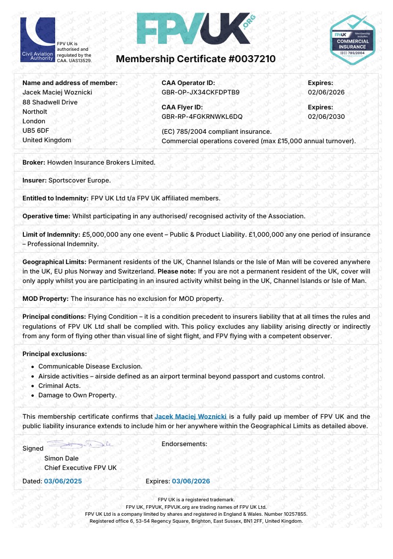 FPV UK Membership Certificate